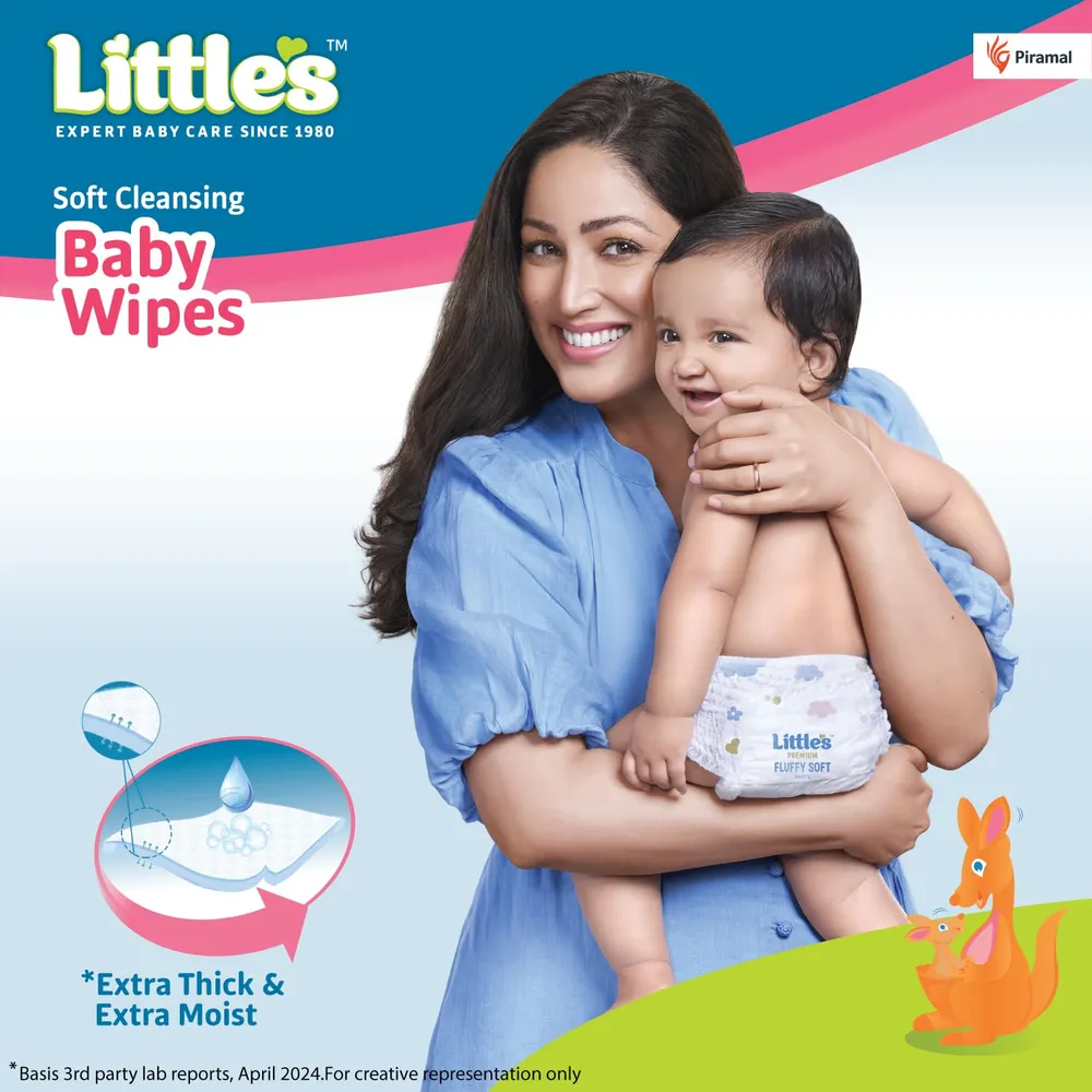 Little's Soft Cleansing Baby Wipes with Lid | 80 Wipes x Pack of 3 - 240 Wipes | Extra Thick & Moist Wet Wipes for Baby's | Prevents Rashes & Redness with Goodness of Aloe Vera, Vitamin E & Jojoba Oil