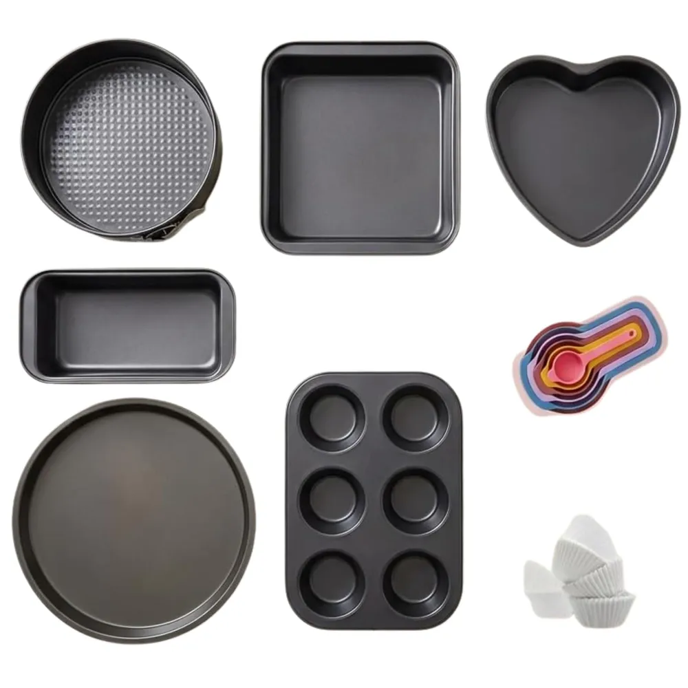 PureBake 8-Piece Bakeware Set | Carbon Steel Non-Stick Cake Moulds for OTG, Microwave & Oven | Baking Tins Combo for Cake, Muffin, Bread | Dishwasher Safe Baking Set