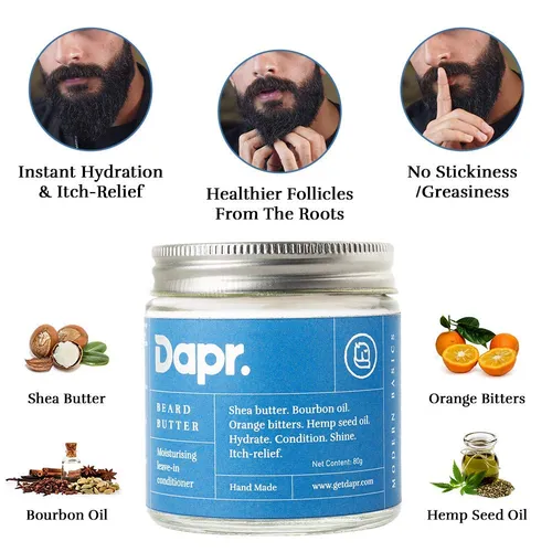 Dapr. Beard Butter (100 grams) |Hydrating and Nourishing with Shea Butter, Bourbon Oil, Orange Bitters & Hemp Seed oil for Softer & Smoother Beard|
