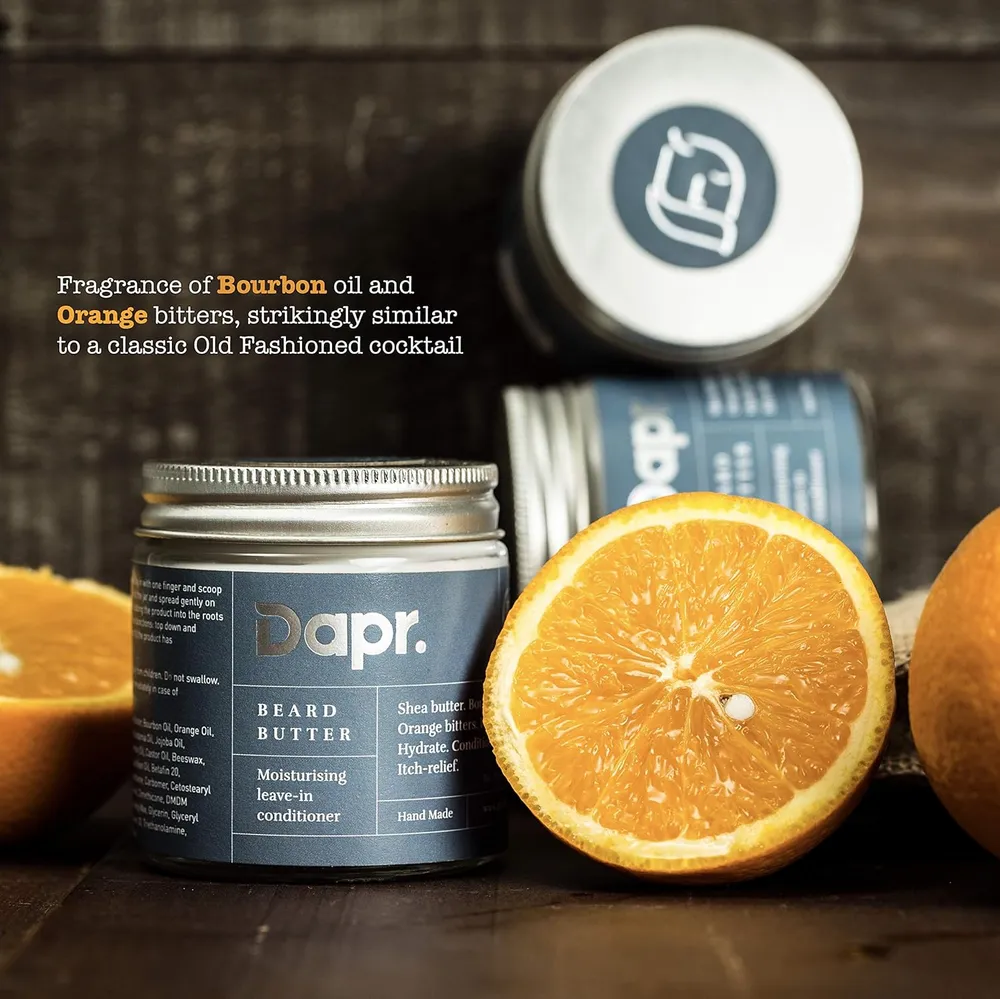 Dapr. Beard Butter (100 grams) |Hydrating and Nourishing with Shea Butter, Bourbon Oil, Orange Bitters & Hemp Seed oil for Softer & Smoother Beard|