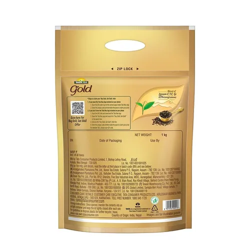 Tata Tea Gold | Assam teas with Gently Rolled Aromatic Long Leaves | Rich & Aromatic Chai | Black Tea | 1 kg