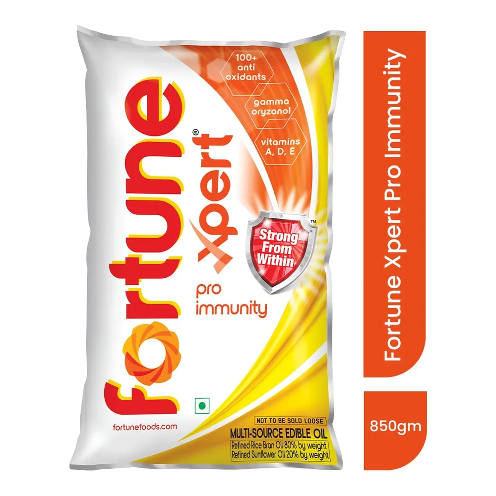 Fortune Xpert Pro Immunity Oil 850g pouch | Blend of Rice Bran Oil & Refined Sunflower Oil |Oil to Boost Immunity