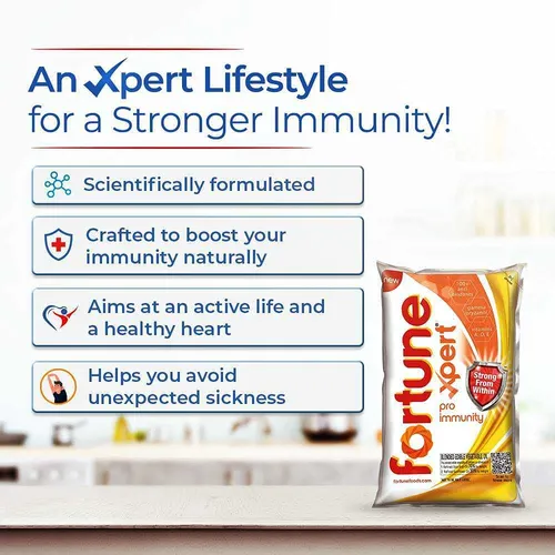 Fortune Xpert Pro Immunity Oil 850g pouch | Blend of Rice Bran Oil & Refined Sunflower Oil |Oil to Boost Immunity