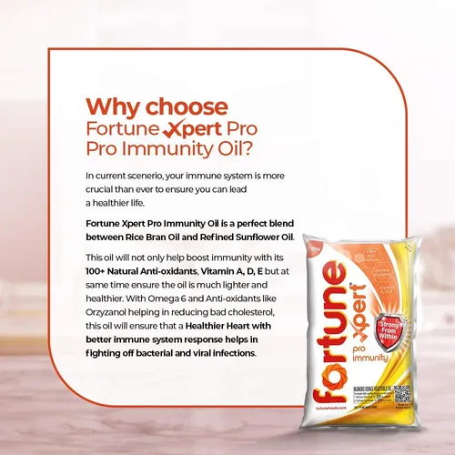 Fortune Xpert Pro Immunity Oil 850g pouch | Blend of Rice Bran Oil & Refined Sunflower Oil |Oil to Boost Immunity