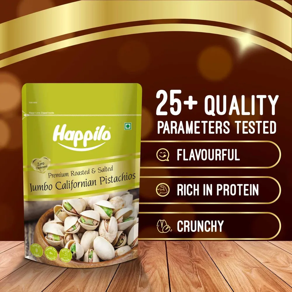 Happilo Premium California Roasted & Salted Pistachios 200g | Healthy Snacks, Dry Fruits, Pista | Tasty & Healthy | High in Protein & Dietary Fiber | Low Calorie Nuts