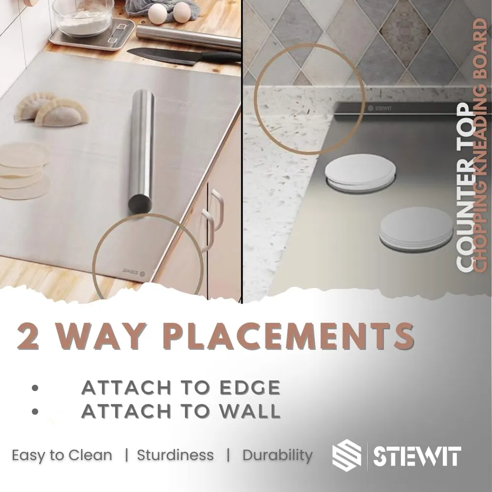 Stewit® Large Stainless Steel Cutting Board for Kitchen,Chopping Board for Meat, Vegetables & Fruit, Extra Large Heavy Duty Countertop Surface, Easy to Clean & Durable