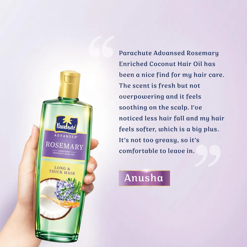 Parachute Advansed Rosemary-enriched Coconut Hair Oil| Rosemary Hair Oil| Superfoods Magic| Long & Thick Hair|300 Ml