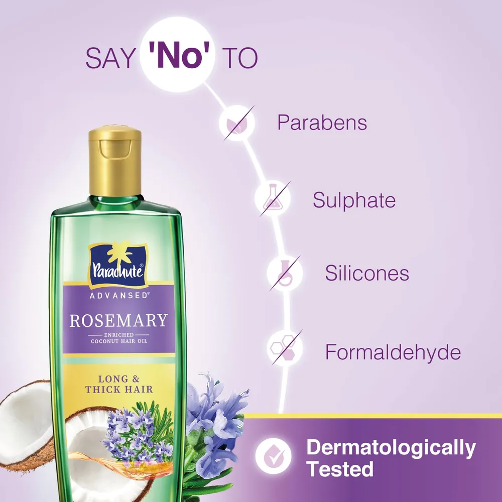 Parachute Advansed Rosemary-enriched Coconut Hair Oil| Rosemary Hair Oil| Superfoods Magic| Long & Thick Hair|300 Ml