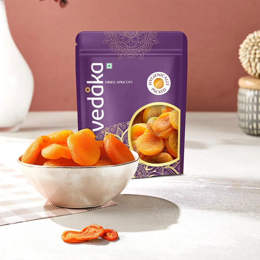 Amazon Brand - Vedaka Dried Apricots | 500 g | Premium Khumani/Jardalu | Boosts Immunity | Soft and Chewy Dehydrated Fruits | No Added Preservatives