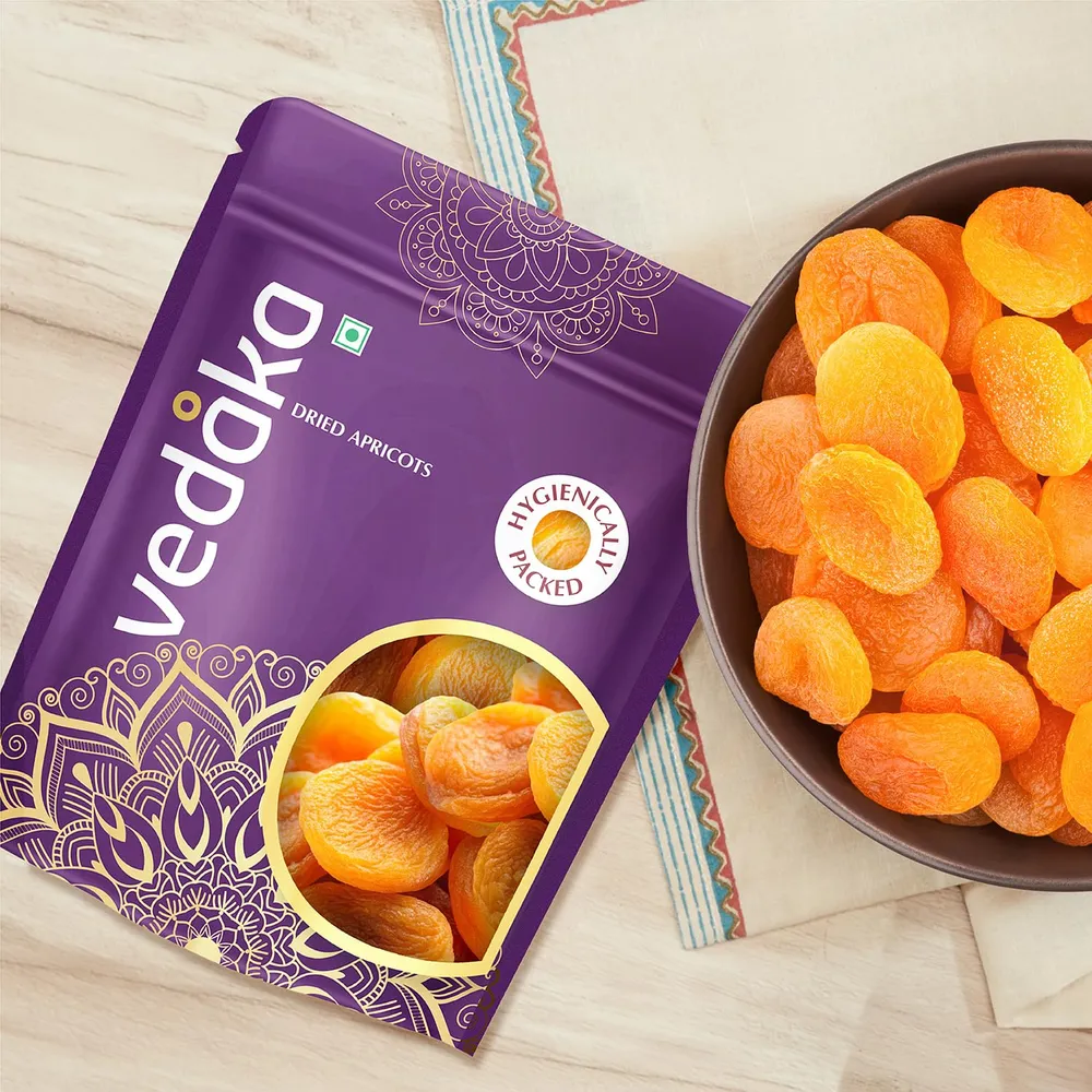 Amazon Brand - Vedaka Dried Apricots | 500 g | Premium Khumani/Jardalu | Boosts Immunity | Soft and Chewy Dehydrated Fruits | No Added Preservatives