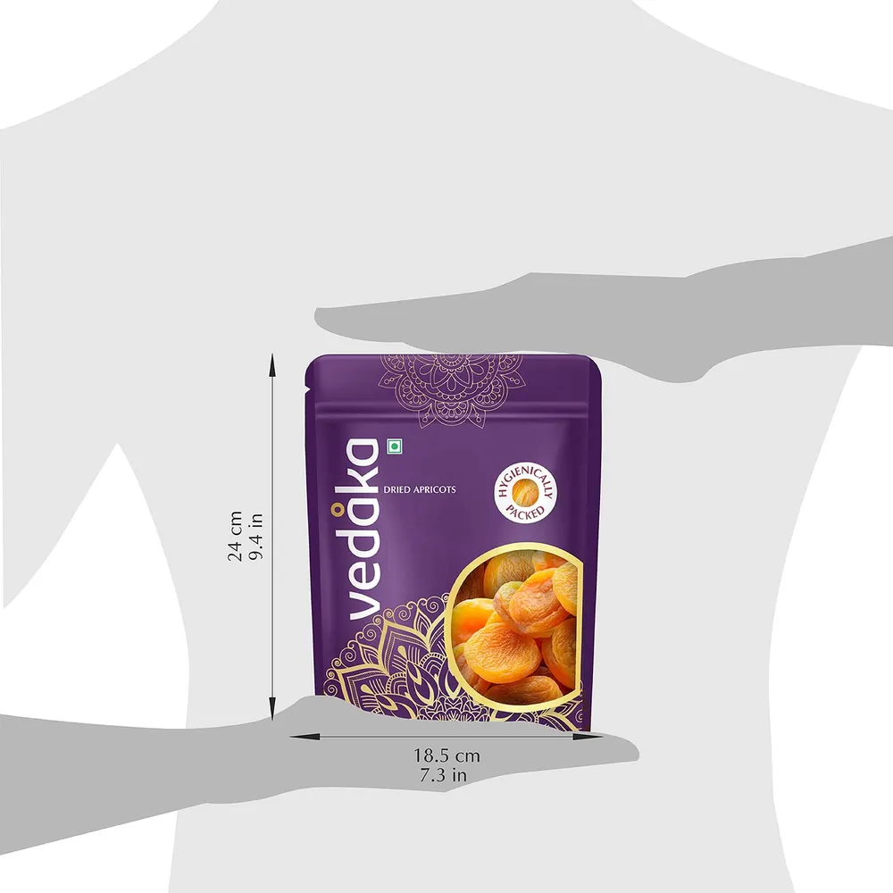 Amazon Brand - Vedaka Dried Apricots | 500 g | Premium Khumani/Jardalu | Boosts Immunity | Soft and Chewy Dehydrated Fruits | No Added Preservatives
