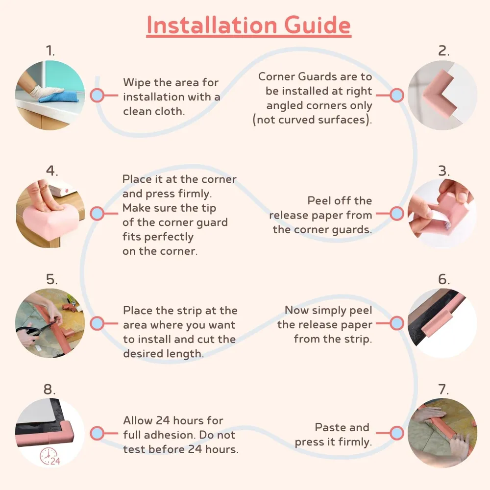 BabySafeHouse 6.5ft Pre-Taped Edge Guard & 4 Corner Protector, Brown
