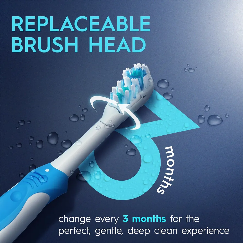 Oral B Cross Action AA Battery Electric Toothbrush for Adults, 90 Day Battery, 2 Year Warranty by Oral-B, IPX7 Water Resistant, Soft Crisscross Bristles (Blue, 1)