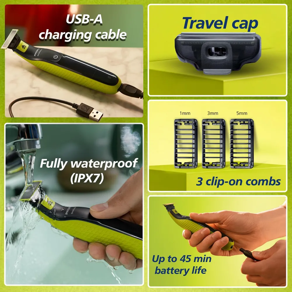 Philips OneBlade Turbo2X Hybrid Trim, Edge, Shave | Perfected for Skin Comfort | Trimmer Men Beard | Suits all skin types & beard thickness, Wet & Dry Use | Electric Trimmer for Men | QP2724/10
