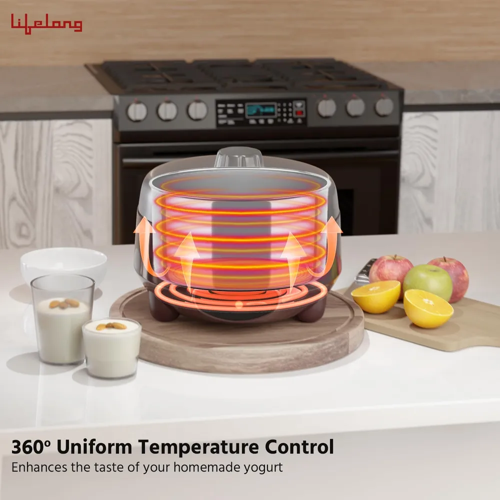 Lifelong Automatic Yogurt & Curd Maker Machine for Home | Auto Temperature Regulation | Electric Probiotic Yogurt Maker for Kitchen (1 L) | Thick Creamy Probiotic Curd |304 Stainless Steel Container