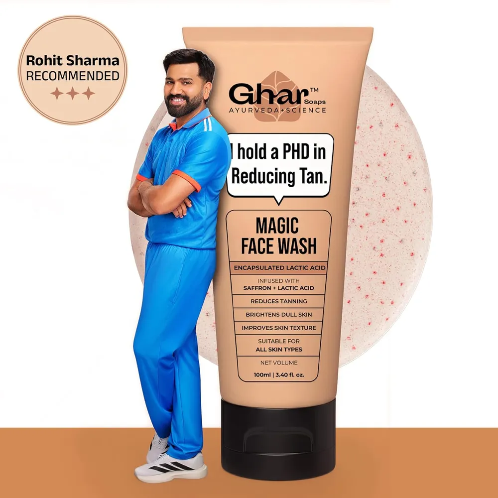 Ghar Soaps De-Tan Face Wash | For Tan Reducing, Brightening & Glowing Skin | With Sandalwood, Saffron, Coconut Oil & Goat milk | For All Skin Types | 100ml (Pack of 1)