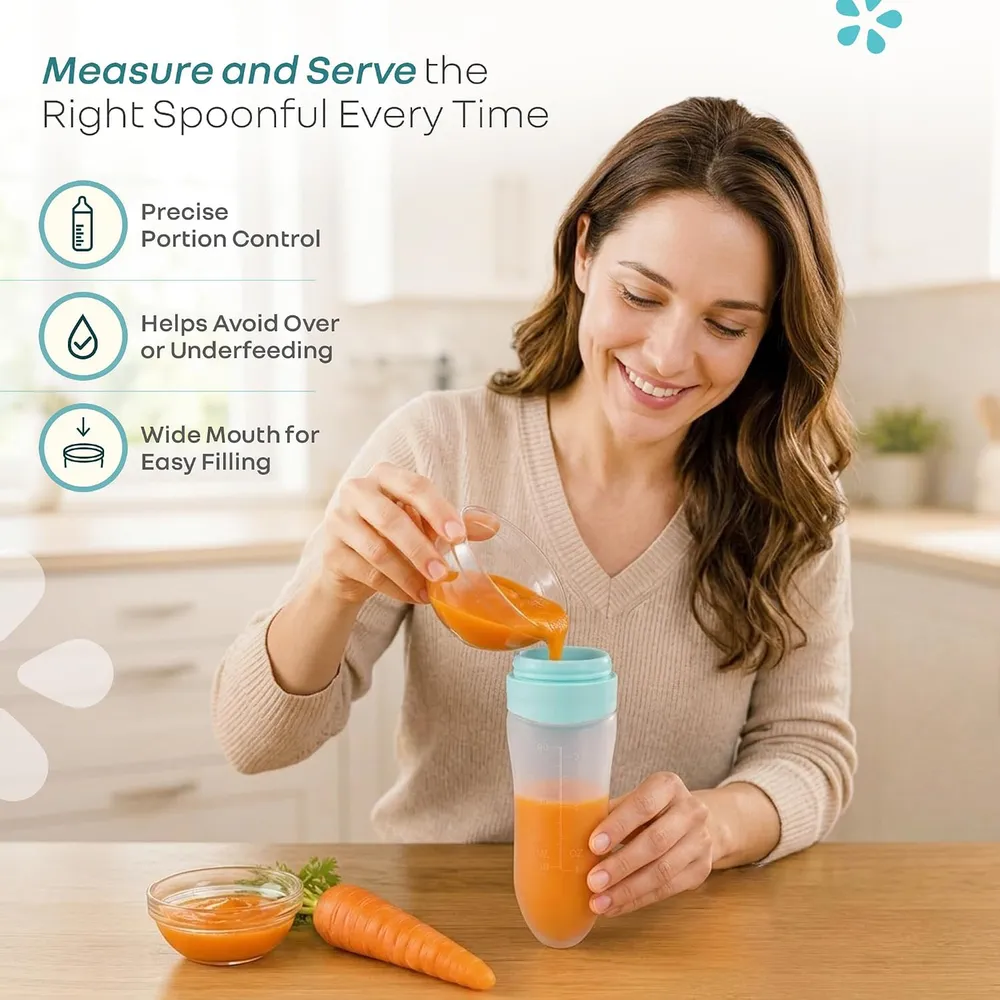 R for Rabbit First Feed Food Feeder for Kids, 90ml Capacity, Premium Soft Silicone Spoon Food Grade BPA Free Material for Kids of 12+ Months (Blue)