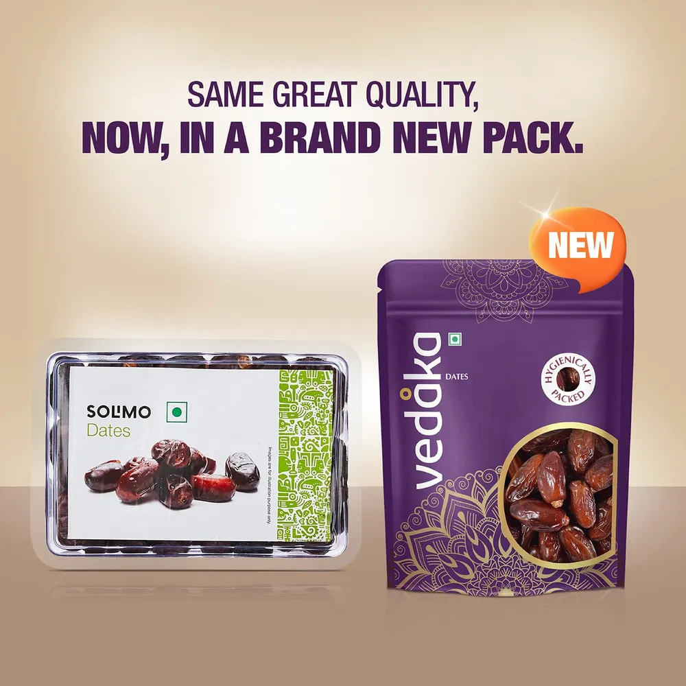 Amazon Brand - Vedaka Fresh Dates | 500 g | Khajur Dry Fruit | Naturally Packed with Nutrients | Healthy Snack | No Added Preservatives Or Additives | Hygienically Packed