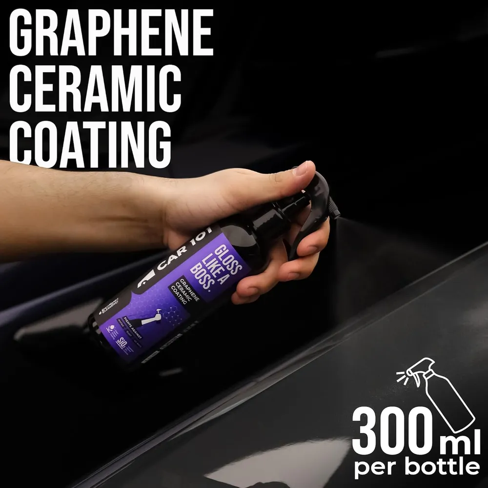 CAR101 Graphene Coating Spray - 300ml | Ceramic + Hydrophobic Finish | Advanced UV Protection | Extreme Gloss | Easy DIY Application | For Cars & Bikes,Multicolor