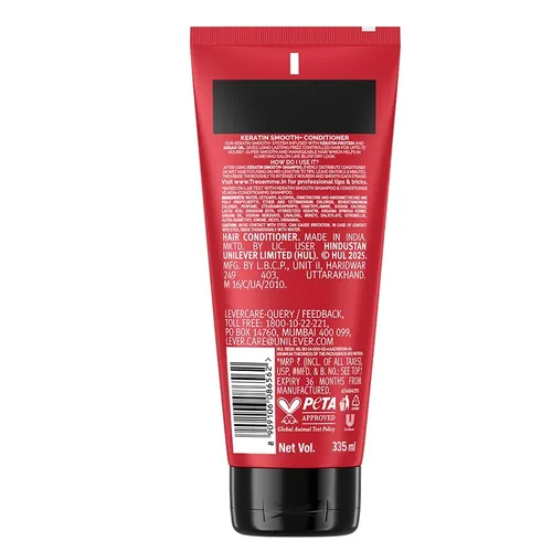 TRESemmé Keratin Smooth Anti Frizz Conditioner 335ml | 72H Frizz Control with Keratin Protein & Argan Oil | Paraben Free Hair Conditioner for Dry Frizzy Hair
