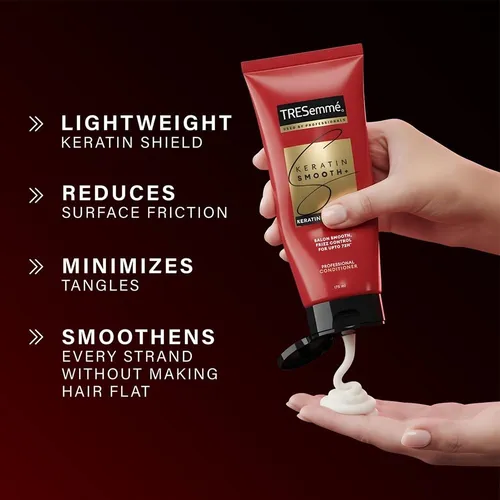TRESemmé Keratin Smooth Anti Frizz Conditioner 335ml | 72H Frizz Control with Keratin Protein & Argan Oil | Paraben Free Hair Conditioner for Dry Frizzy Hair
