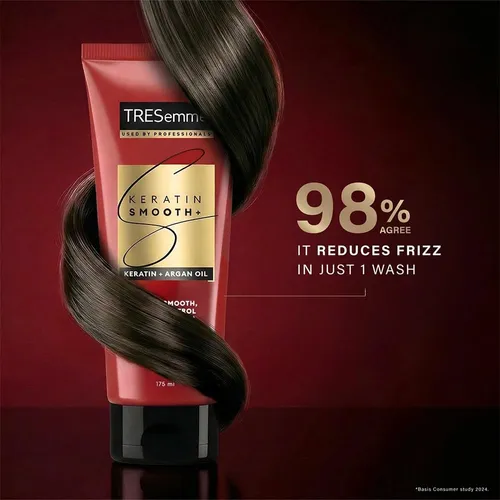 TRESemmé Keratin Smooth Anti Frizz Conditioner 335ml | 72H Frizz Control with Keratin Protein & Argan Oil | Paraben Free Hair Conditioner for Dry Frizzy Hair