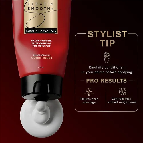 TRESemmé Keratin Smooth Anti Frizz Conditioner 335ml | 72H Frizz Control with Keratin Protein & Argan Oil | Paraben Free Hair Conditioner for Dry Frizzy Hair