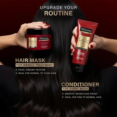 TRESemmé Keratin Smooth Anti Frizz Conditioner 335ml | 72H Frizz Control with Keratin Protein & Argan Oil | Paraben Free Hair Conditioner for Dry Frizzy Hair
