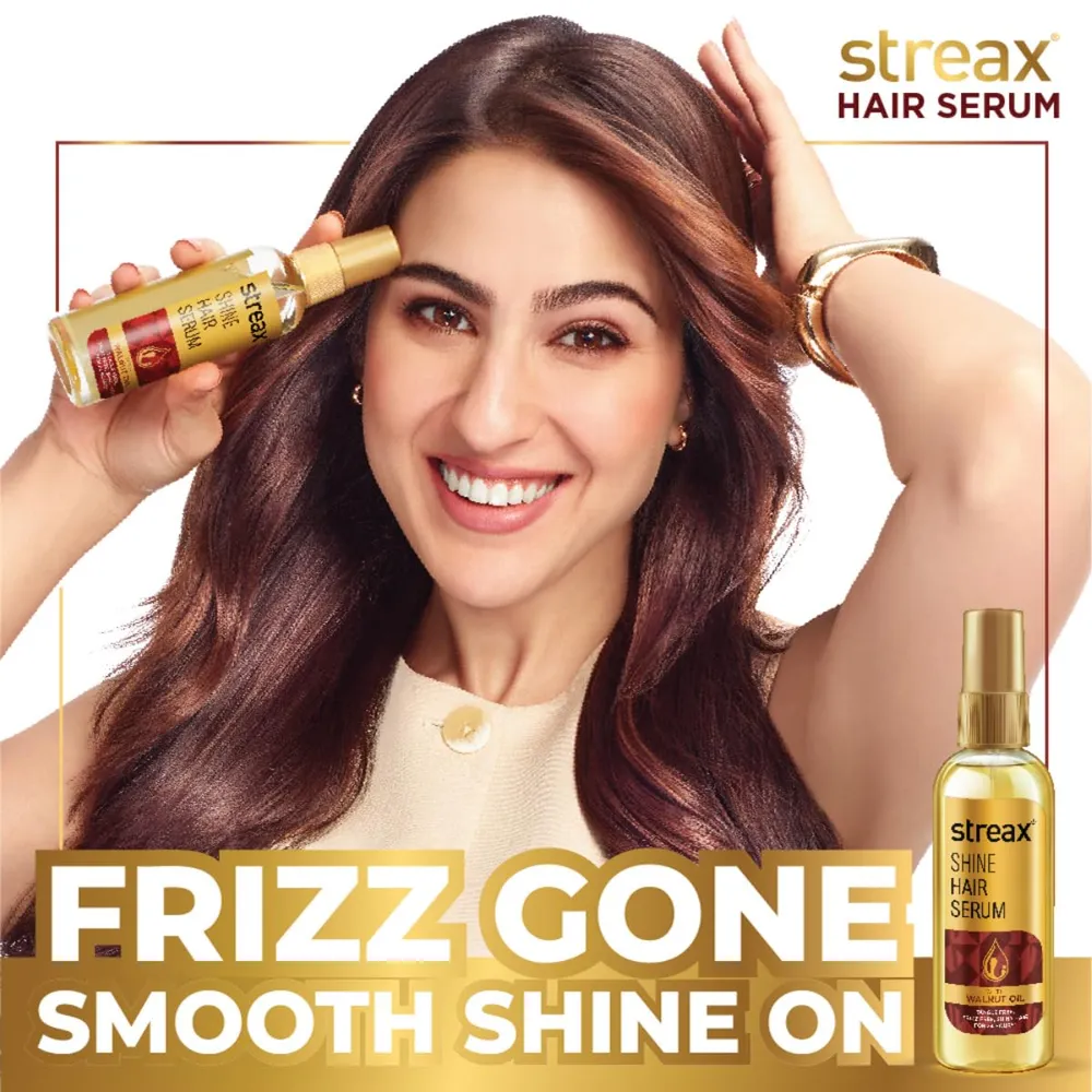 Streax Hair Serum 200ml, Hair serum for Dry & Frizzy Hair, for Women & Men, for Curly Hair, Wavy Hair, Straight Hair, Silk & Shine Vitalised with Walnut Oil
