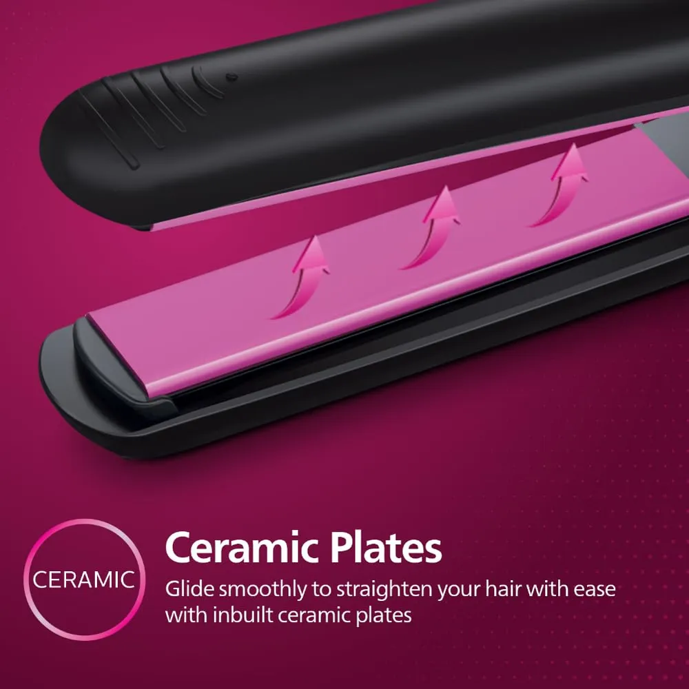 Philips India's No.1 Hair Styling Brand Selfie Hair Straightener, Minimized Heat Damage,SilkPro Care, Ceramic Plates,Smooth Shiny Straight Hair, 210°C Temp, Salon like Result | For Indian Hair, HP8302