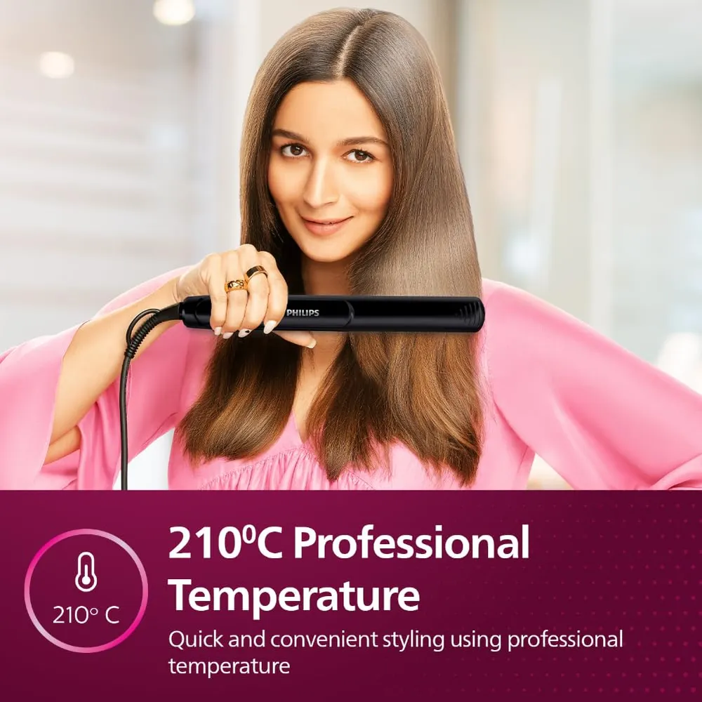 Philips India's No.1 Hair Styling Brand Selfie Hair Straightener, Minimized Heat Damage,SilkPro Care, Ceramic Plates,Smooth Shiny Straight Hair, 210°C Temp, Salon like Result | For Indian Hair, HP8302