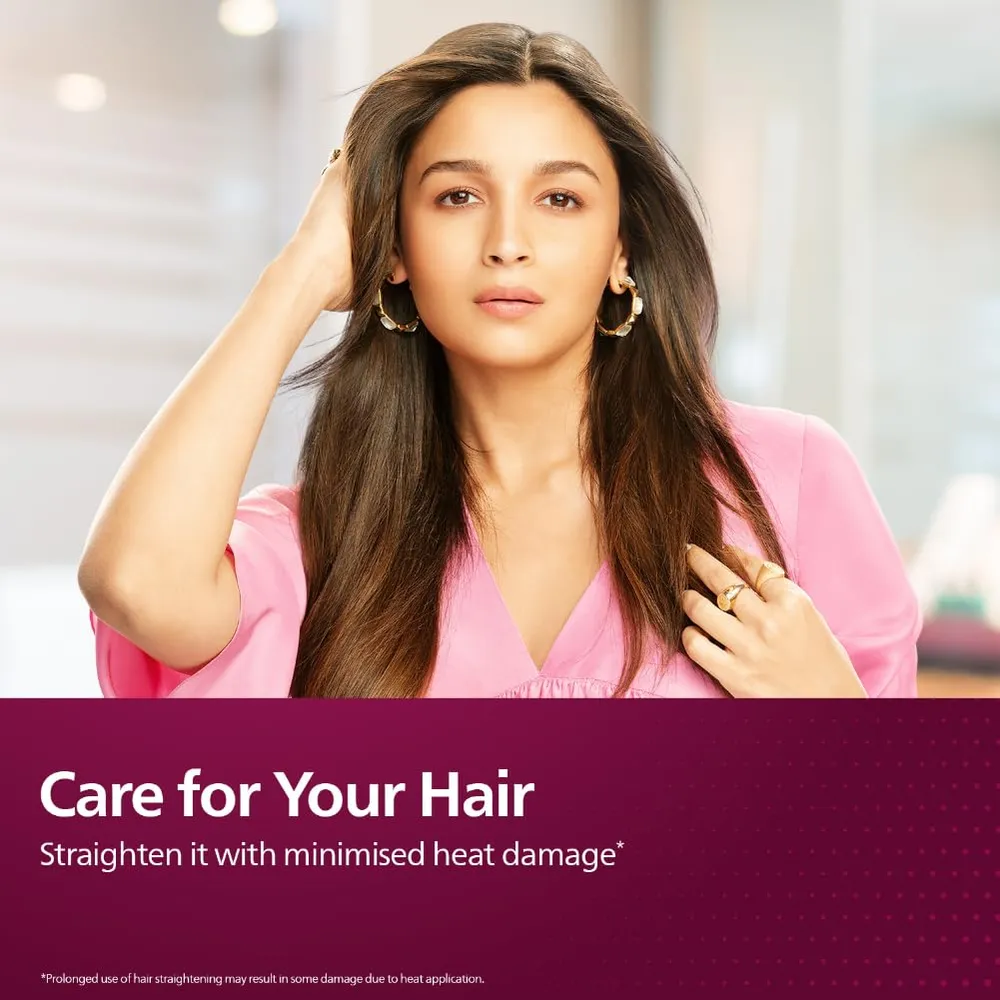 Philips India's No.1 Hair Styling Brand Selfie Hair Straightener, Minimized Heat Damage,SilkPro Care, Ceramic Plates,Smooth Shiny Straight Hair, 210°C Temp, Salon like Result | For Indian Hair, HP8302