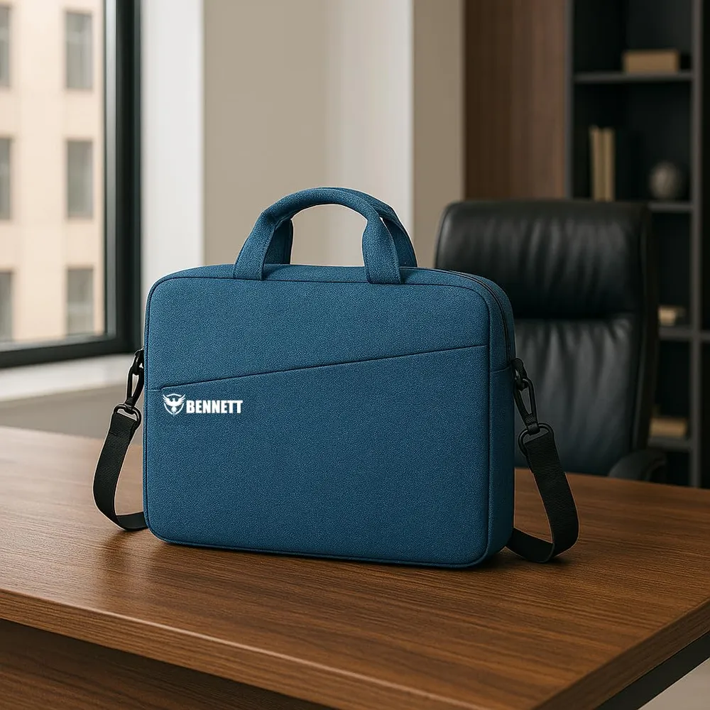 Bennett™ Mystic Formal Business Briefcase Bag Crossbody Messenger College Bags for Men Women MacBook INoteBook ITablet Laptop Upto 15.6 Inch | Handbags with Shoulder Straps (Blue) 6 Months Warranty
