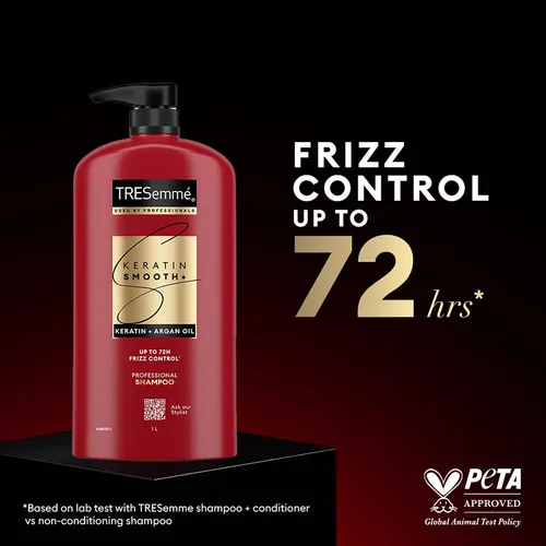 Tresemme Keratin Smooth Shampoo,With Keratin And Argan Oil For Smoother And Shinier Hair, 1 Ltr