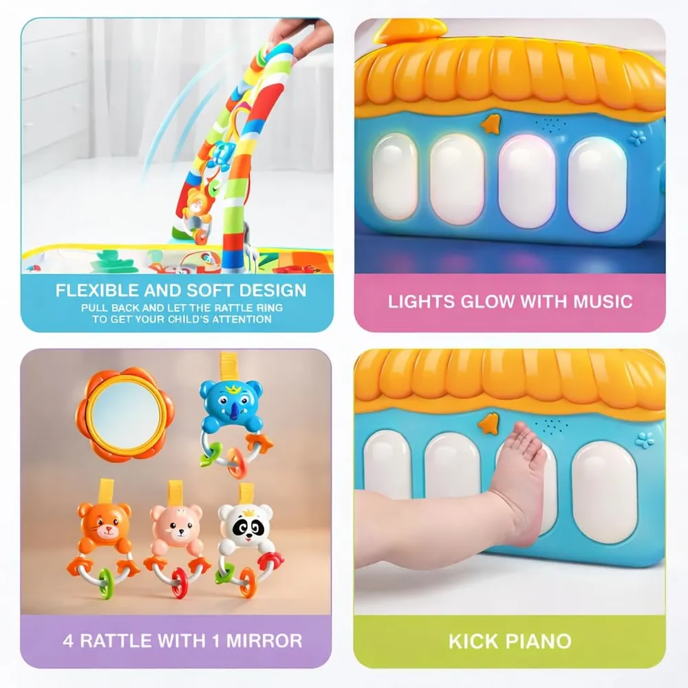 ToysBuddy Kick and Play Multi-Function ABS High Grade Plastic Piano Baby Gym and Fitness Rack Products