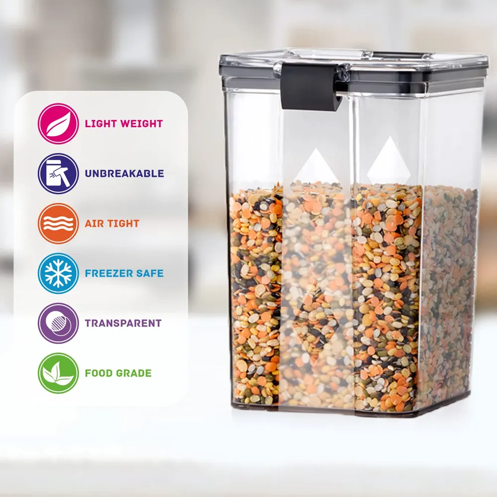 GOLWYN Polyethylene Terephthalate (PET) Airtight Containers Kitchen Storage Box, Food Storage Container, Stackable & Transparent Organizer Jars, Masala Dabba Container, Set of 6 (1200ml each)