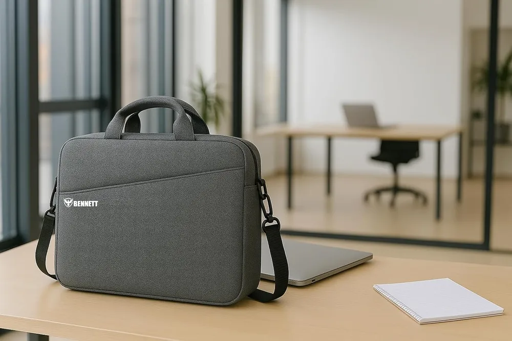 Bennett™ Mystic 15.6 inch (39.6cm) Laptop Briefcase Shoulder Sling Office Business Professional Travel Messenger Bag for Men and Women Water Repellent Formal Executive Bags (Grey) 6 Months Warranty