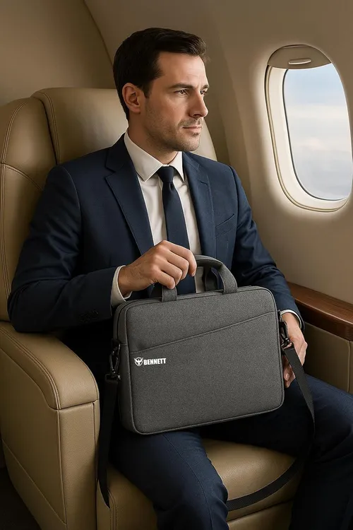 Bennett™ Mystic 15.6 inch (39.6cm) Laptop Briefcase Shoulder Sling Office Business Professional Travel Messenger Bag for Men and Women Water Repellent Formal Executive Bags (Grey) 6 Months Warranty