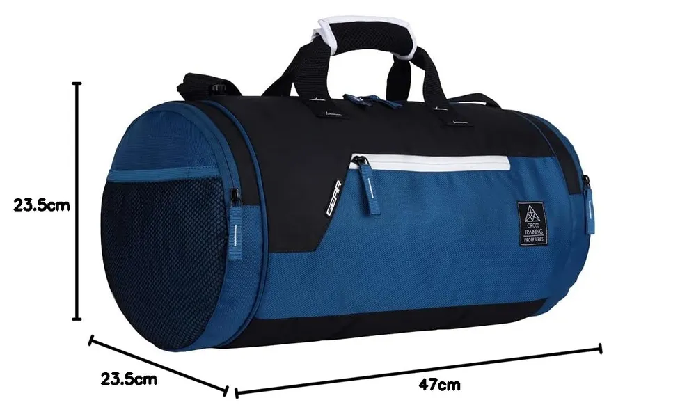 Gear Cross Training 9"/29L Large Water Resistant Duffle Bag | Travel Bag | Gym Bag for Men & Women (Moroccan Blue - Black)