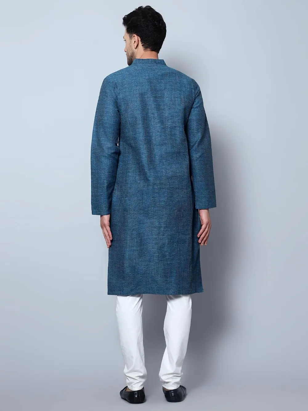 LATEST CHIKAN Men's Cotton Regular Textured Long Kurta Full Sleeves - Casual Ethnic Wear