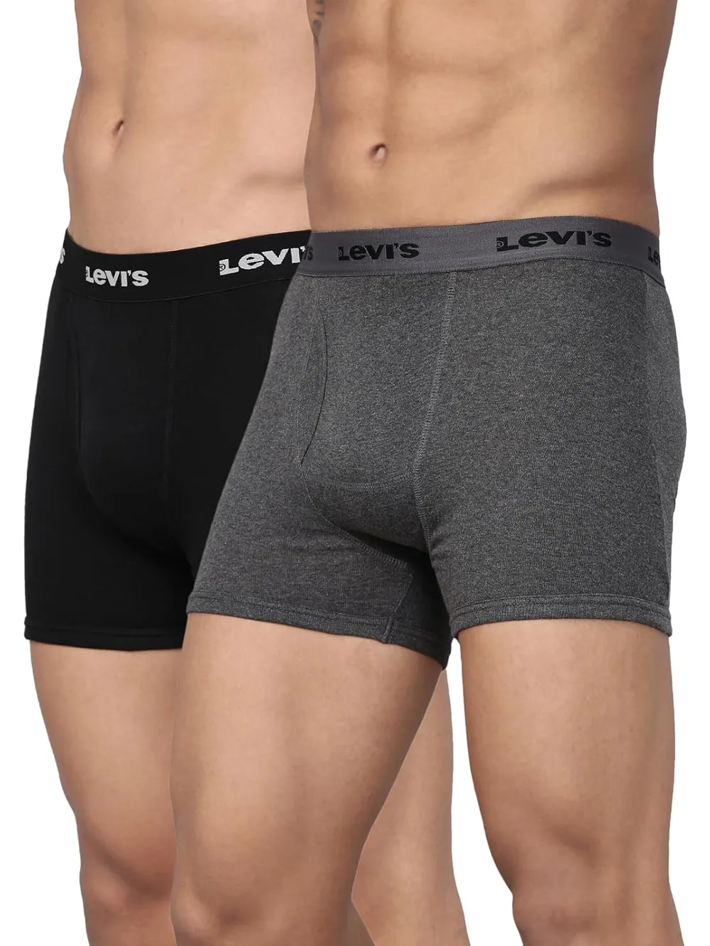 Levi's 001 Classic Boxer Brief for Men | 100% Pure Cotton | Solid | Mid-Rise Men's Underwear | Anti-Roll Waistband | Durable Comfort with Extra Supportive Gusset | Functional Fly | Pack of 2