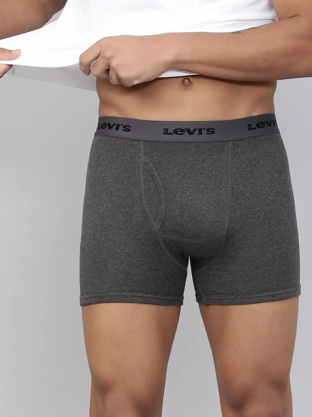 Levi's 001 Classic Boxer Brief for Men | 100% Pure Cotton | Solid | Mid-Rise Men's Underwear | Anti-Roll Waistband | Durable Comfort with Extra Supportive Gusset | Functional Fly | Pack of 2