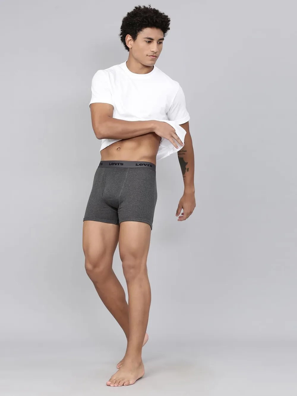 Levi's 001 Classic Boxer Brief for Men | 100% Pure Cotton | Solid | Mid-Rise Men's Underwear | Anti-Roll Waistband | Durable Comfort with Extra Supportive Gusset | Functional Fly | Pack of 2