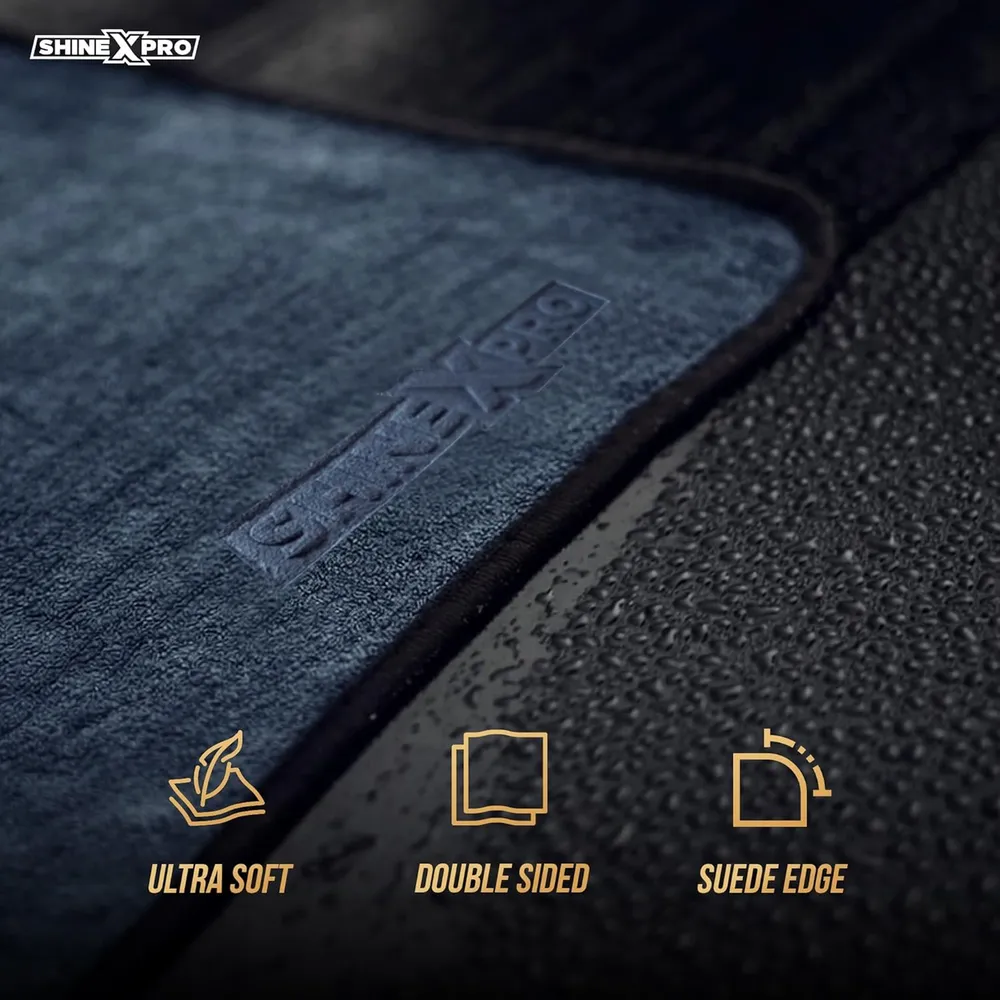 ShineXPro Microfiber Car Cleaning Cloth - OG Soft 500 GSM Extra Large (35x75 CM) Microfiber Cloth for Car and Bike - Suede Edging for Scratchless Drying and Detailing (Pack of 2, Grey)