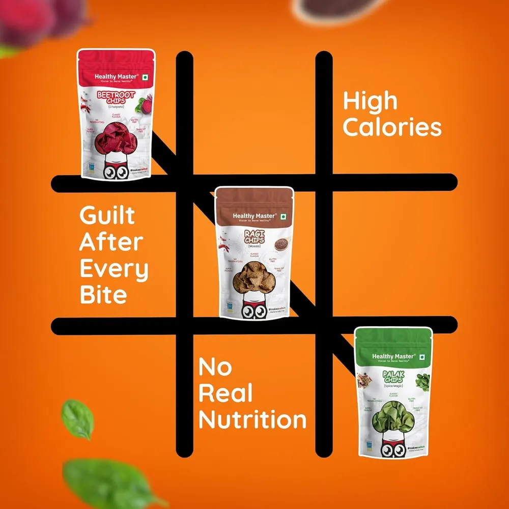Healthy Master Millet Chips Combo 210g (7x30g) | Source of Protein | Gluten Free Snacks | No Preservatives | Made with Ragi, Quinoa, Oats, Beetroot, Palak, Jowar & Soya | No Palm Oil
