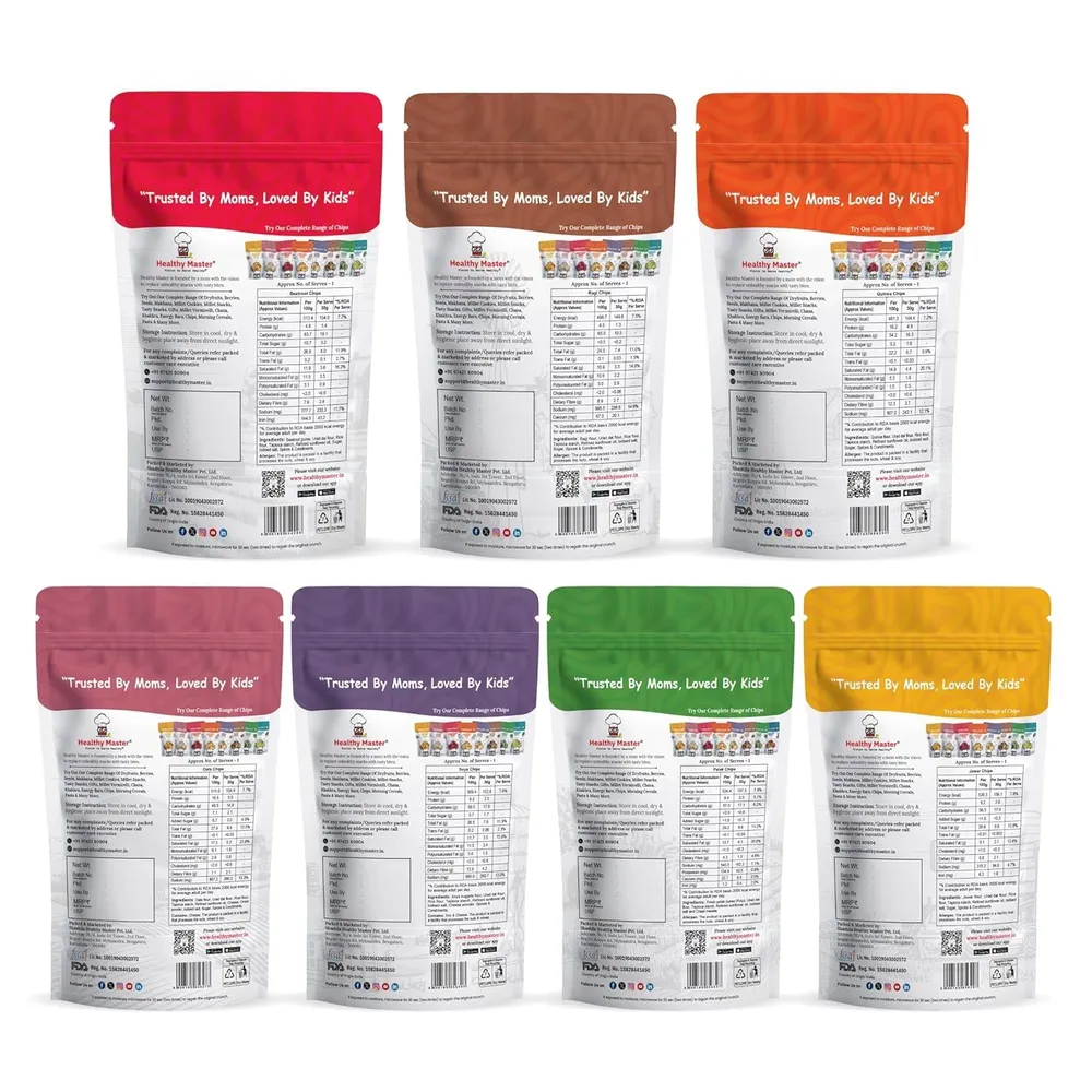 Healthy Master Millet Chips Combo 210g (7x30g) | Source of Protein | Gluten Free Snacks | No Preservatives | Made with Ragi, Quinoa, Oats, Beetroot, Palak, Jowar & Soya | No Palm Oil