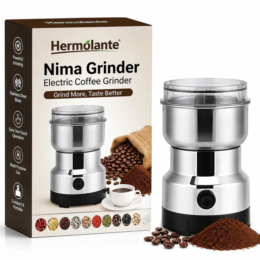 Nima Grinder Mini Mixer Grinder Small Size, Coffee Grinder Electric, Portable Electric Grinder With Powerful Stainless Steel Blades, Masala Grinder Machine, Spice Grinder for Kitchen, Grinder for Home
