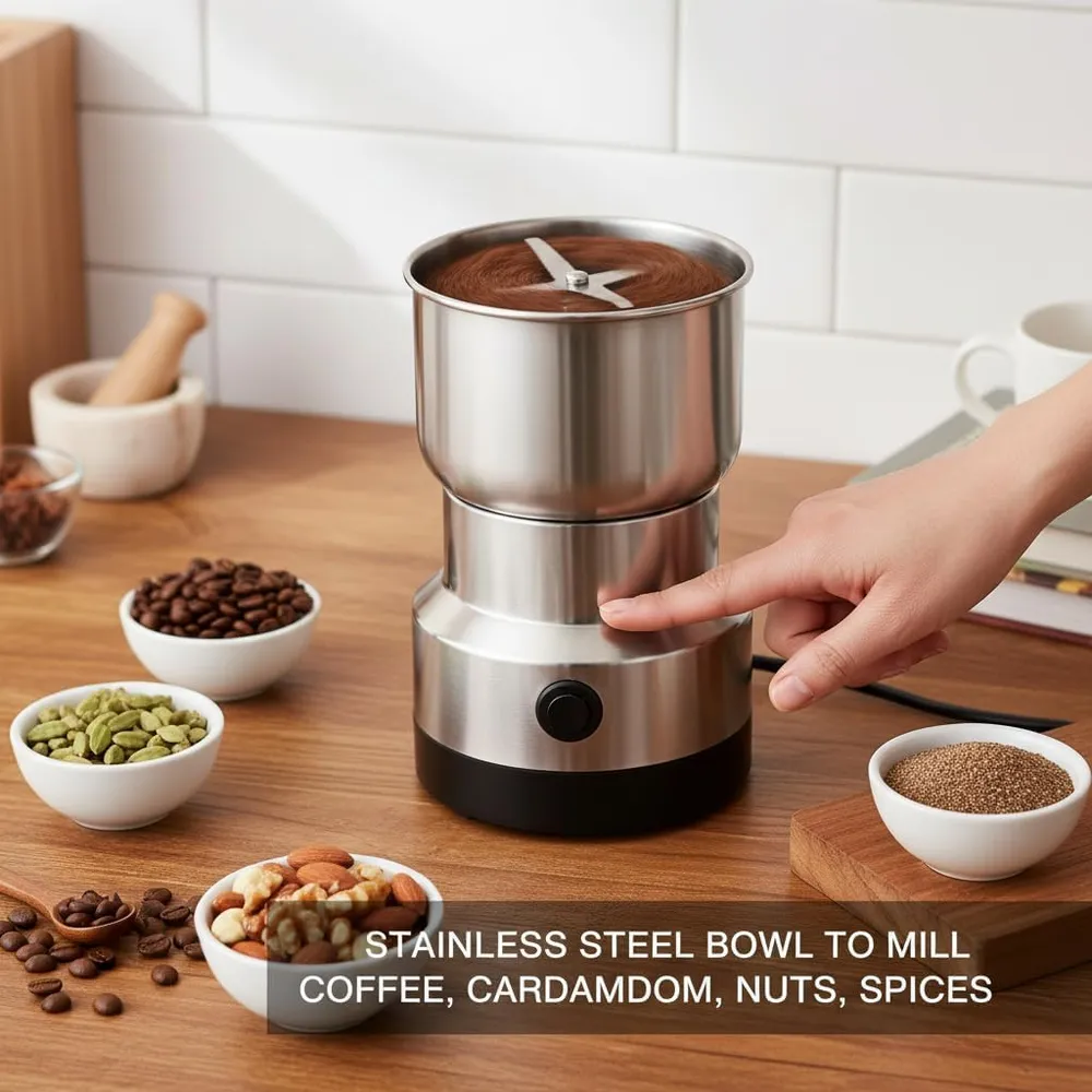 Nima Grinder Mini Mixer Grinder Small Size, Coffee Grinder Electric, Portable Electric Grinder With Powerful Stainless Steel Blades, Masala Grinder Machine, Spice Grinder for Kitchen, Grinder for Home