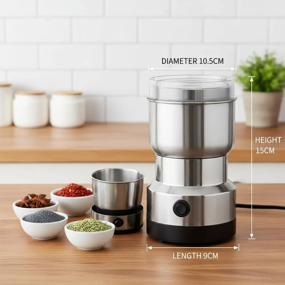 Nima Grinder Mini Mixer Grinder Small Size, Coffee Grinder Electric, Portable Electric Grinder With Powerful Stainless Steel Blades, Masala Grinder Machine, Spice Grinder for Kitchen, Grinder for Home
