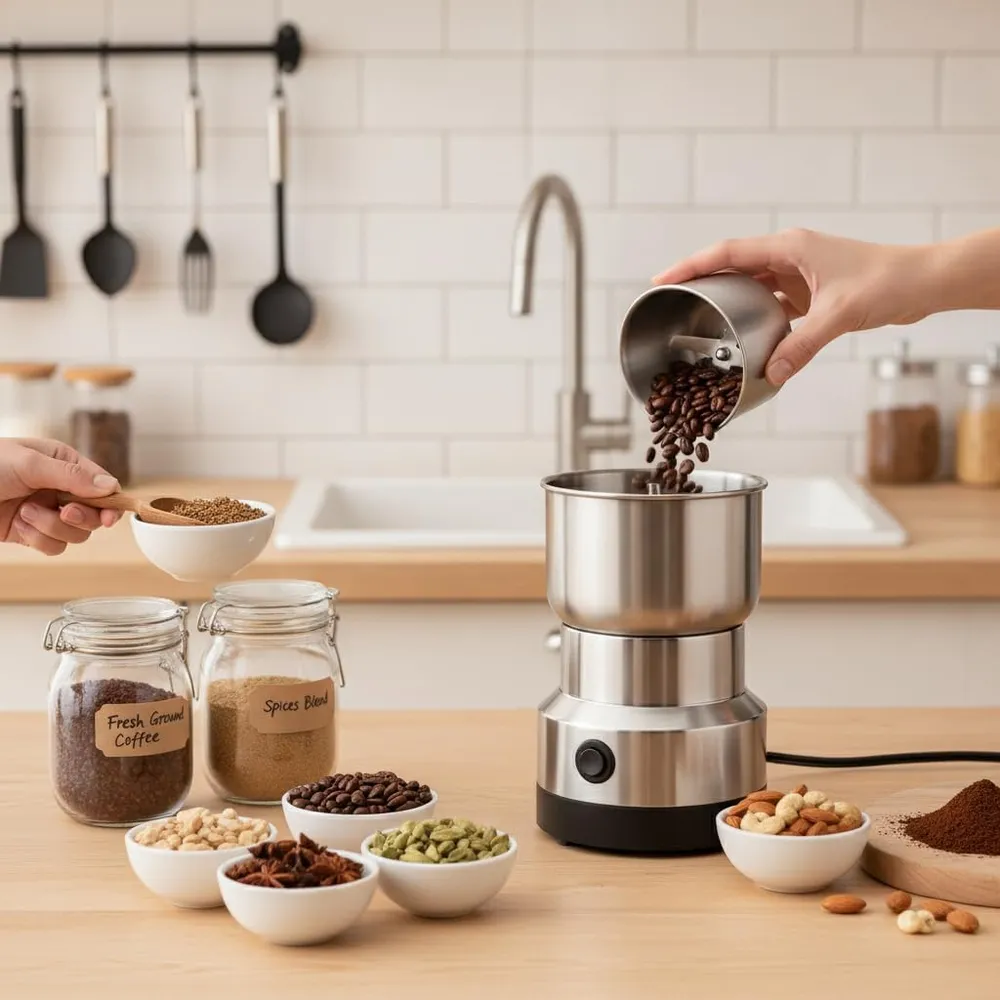Nima Grinder Mini Mixer Grinder Small Size, Coffee Grinder Electric, Portable Electric Grinder With Powerful Stainless Steel Blades, Masala Grinder Machine, Spice Grinder for Kitchen, Grinder for Home